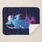 Blue Beetle Retrowave Stadslampjes Sherpa Deken (Voorkant (horizontaal))