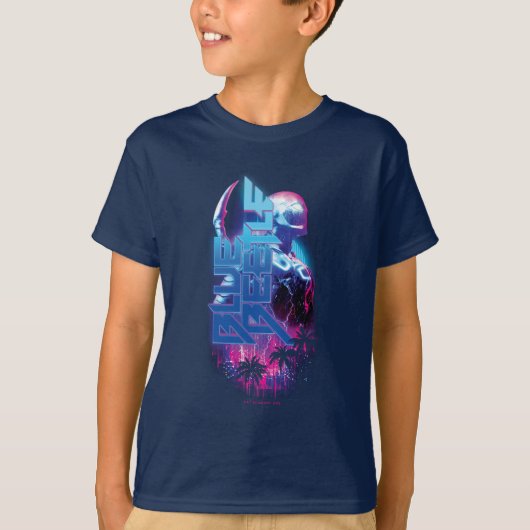 Blue Beetle Retrowave Stadslampjes T-shirt (Voorkant)