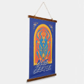 Blue Beetle Scarab Talavera Graphic Hangend Wandkleed (Gebogen)
