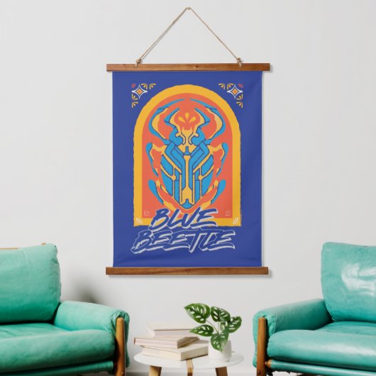 Blue Beetle Scarab Talavera Graphic Hangend Wandkleed (Woonkamer)