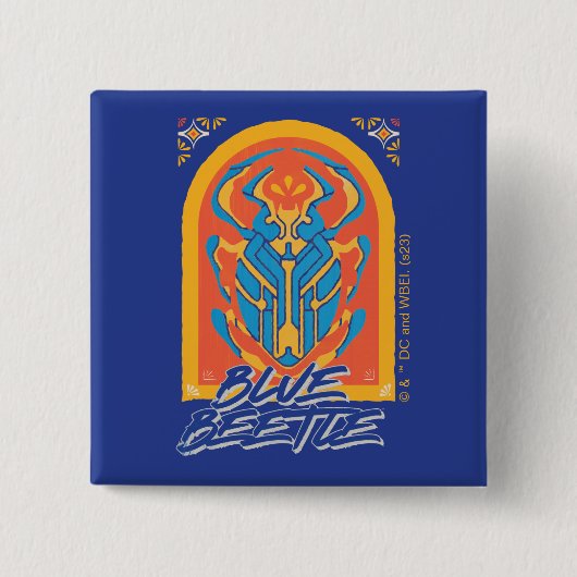 Blue Beetle Scarab Talavera Graphic Vierkante Button 5,1 Cm (Voorkant)