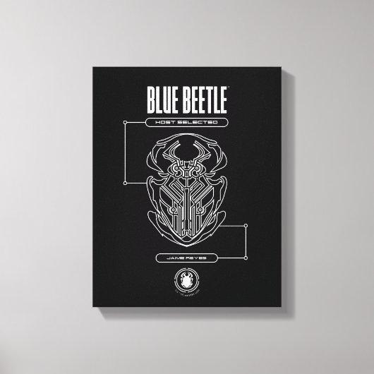 Blue Beetle Scarab Tech Graphic Canvas Afdruk (Voorkant)