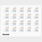 Blue & Beige Boho Floral Hartelijk dank Vierkante Sticker (Vel)