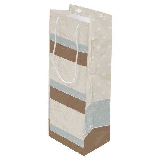 Blue beige Brown Soft Polka Dots Retro Background Wijn Cadeautas (Voorkant Gekanteld)