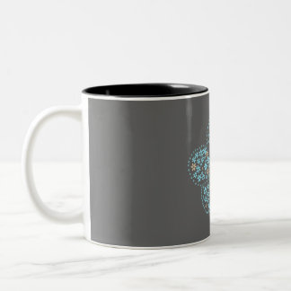 Blue Beige Floral Bloom – Dark Grey Botanical Mode Tweekleurige Koffiemok