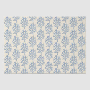 Blue Beige Marine Life Corals Patroon Tissuepapier
