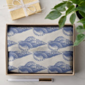 Blue Beige Marine Life Seashell Pattern Tissuepapier (Geschenk)