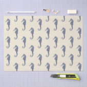 Blue Beige Marine Life zeepaardpatroon Tissuepapier (Craft)