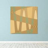 Blue beige Modern Abstract golfpatroon Canvas Afdruk (Insitu (Houten vloer))