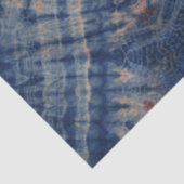 Blue beige Squares Tie Dye Traditioneel patroon Tissuepapier (Detail)