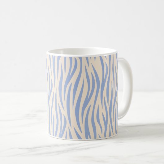 Blue & Beige Zebra Stripe Classic Mok – Stijlvol (Voorkant rechts)
