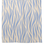 Blue & Beige Zebra Stripe Douchegordijn – Modern (Voorkant)