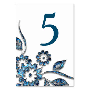 Blue Bejeweled Blossom Cloisonne Table Number Kaart