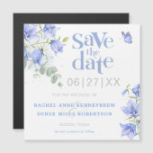 Blue Bellflower Wedding Enregistrer la date Magnet (Devant / Derrière)