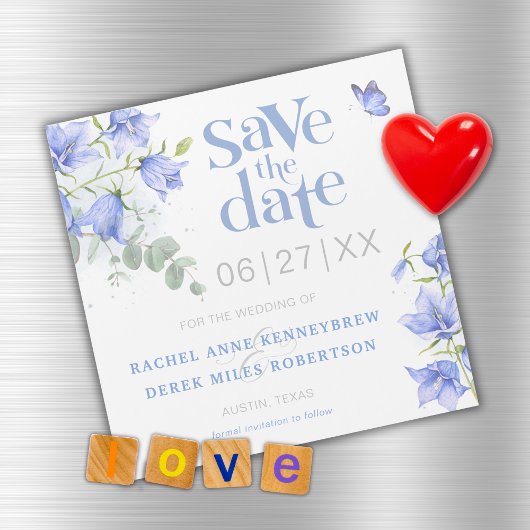 Blue Bellflower Wedding Enregistrer la date Magnet