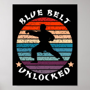 Blue Belt Level Ontgrendeld Prestatie Karate Keep Poster