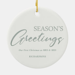 BLUE BERRIES WREATH OVERLAY SEASON GREETINGS PHOTO KERAMISCH ORNAMENT