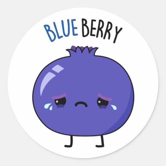 Blue Berry Funny Blueberry Pun Ronde Sticker (Voorkant)