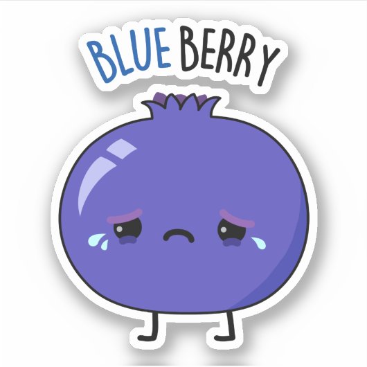 Blue Berry Funny Blueberry Pun Sticker (Voorkant)