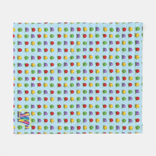 Blue Berry Pattern Fleece Deken (Voorkant (Horizontaal))