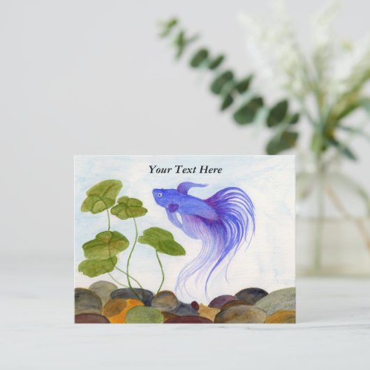 Blue Betta Fish Briefkaart (Staand voorkant)