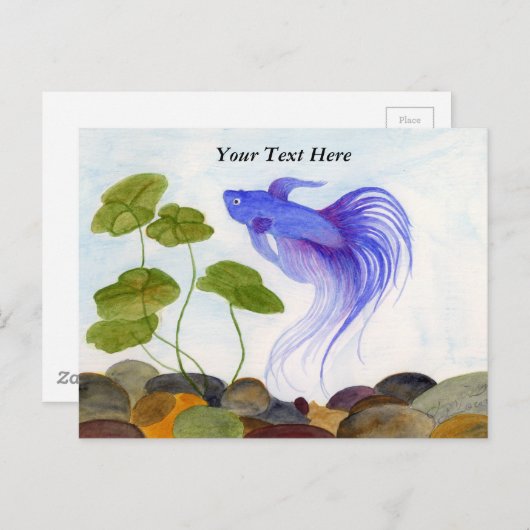 Blue Betta Fish Briefkaart (Voorkant / Achterkant)