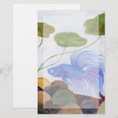 Blue Betta Fish Briefpapier (Voorkant / Achterkant)