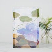Blue Betta Fish Briefpapier (Staand voorkant)