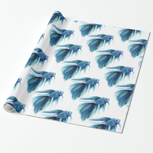 Blue Betta Fish Cadeaupapier (Uitgerold)