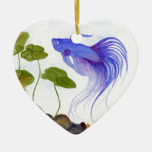 Blue Betta Fish Keramisch Ornament