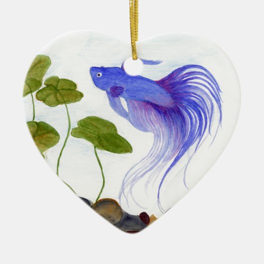 Blue Betta Fish Keramisch Ornament (Voorkant)