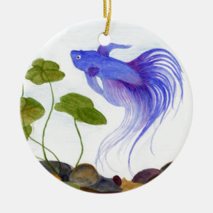 Blue Betta Fish Keramisch Ornament