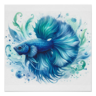 Blue Betta Fish no 1 Glanzend Poster Perfect Poster