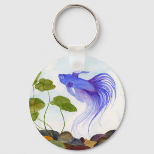 Blue Betta Fish Sleutelhanger
