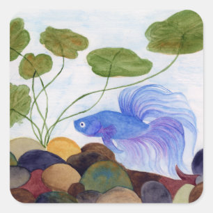 Blue Betta Fish Vierkante Sticker