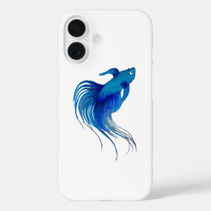 Blue Betta Fish Waterverf iPhone 16 Hoesje