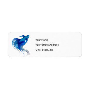 Blue Betta Fish Waterverf Etiket