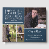 Blue Bible Verse Photo Collage Afstuderen Gastenboek (Voorkant)