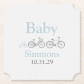 Blue Bicycle Baby shower Kartonnen Onderzetters (Voorkant)