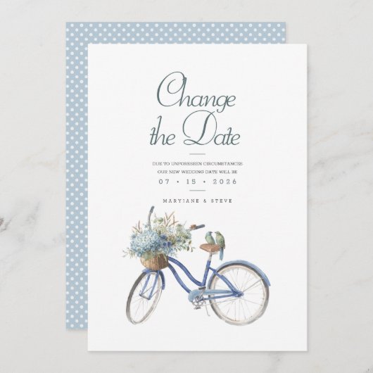 Blue Bicycle Bohemian Waterverf Bruiloft Save The Date (Voorkant / Achterkant)
