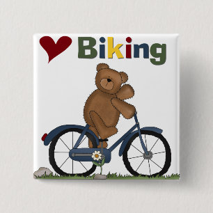 Blue Bicycle I Love Biking Tshirts and Gifts Vierkante Button 5,1 Cm