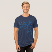 Blue Bicycles. fiets geïnspireerd Tri-Blend Shirt (Voorkant volledig)