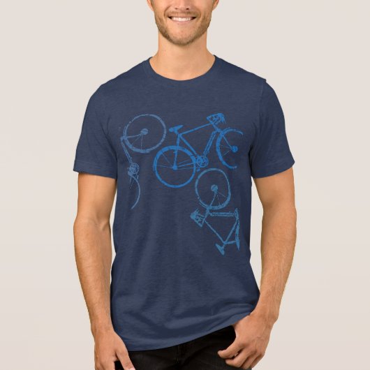 Blue Bicycles. fiets geïnspireerd Tri-Blend Shirt (Voorkant)