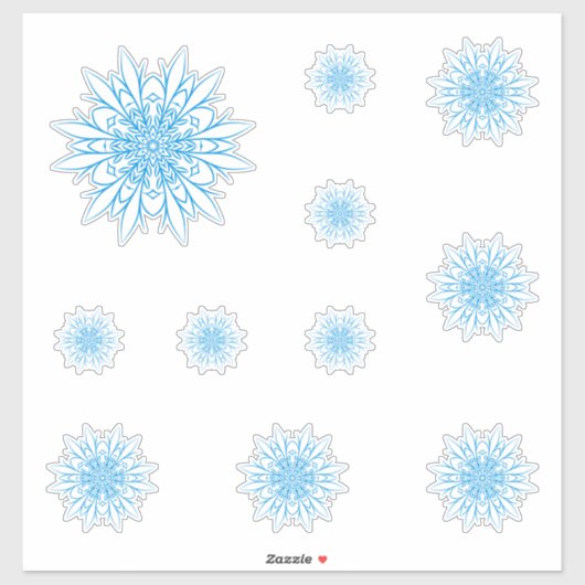 Blue Big Snowflake set Sticker (Vel)