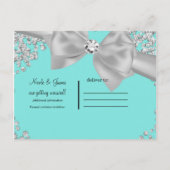 Blue Big White Bow Diamonds redden de datum Aankondigingskaart (Achterkant)