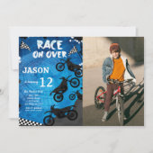 Blue Bike Anniversaire Photo Invitation (Devant)