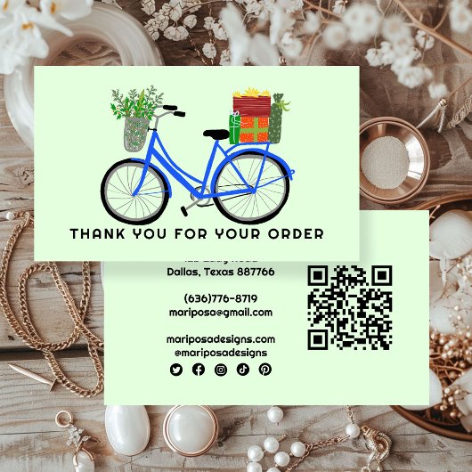 Blue Bike Gifts Klantenbestelling Dank u QR-code Visitekaartje