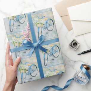 Blue Bike met Daisies Cadeaupapier
