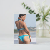 Blue Bikini Girl Foto Briefkaart (Staand voorkant)