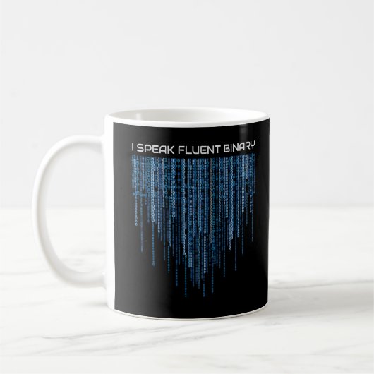 Blue Binary Code Koffiemok (Links)